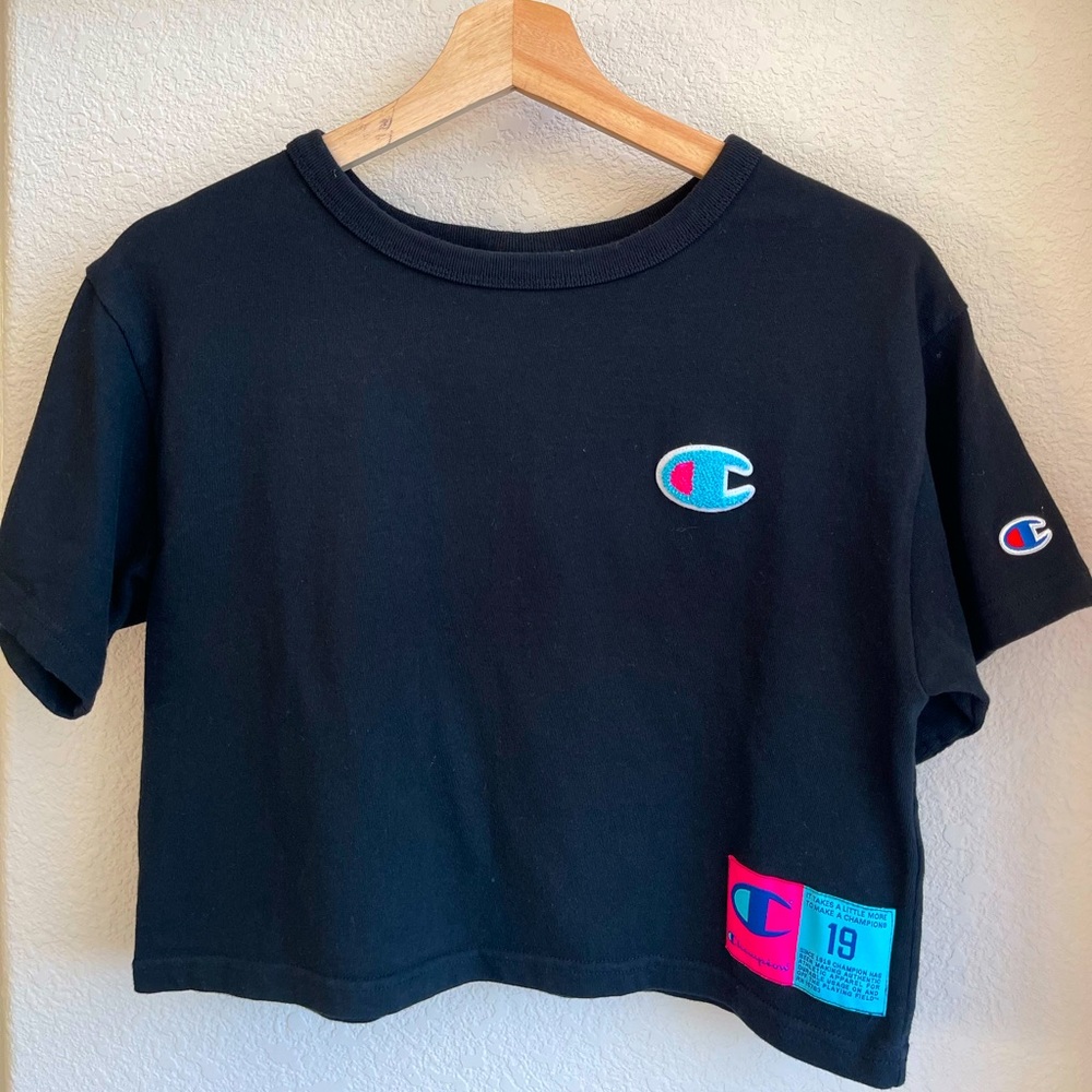 Champion pink and blue crop top